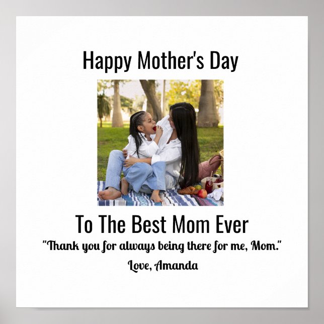 Happy Mother's Day Custom Photo Poster (Front)