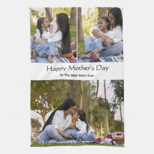 Happy Mother's Day Custom Photo Poster For Mom Tea Towel