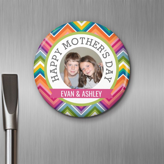 Happy Mother's Day - Custom Photo Template Magnet (Personalized Fridge Magnet - Add Custom Text)