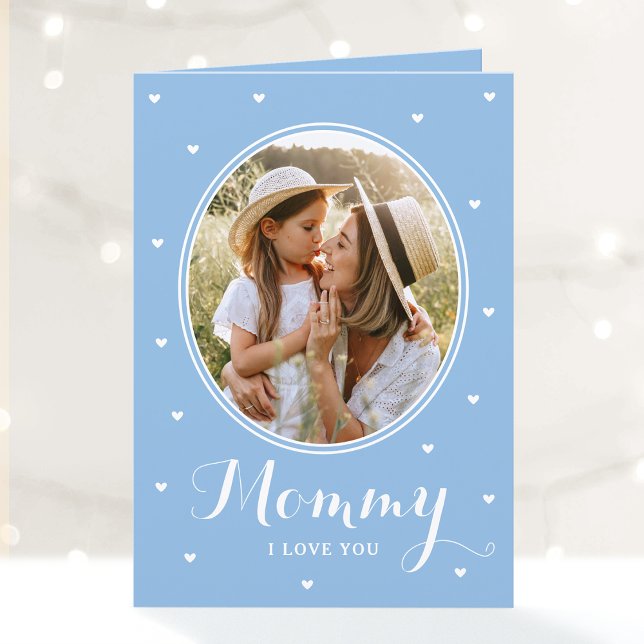 Happy Mother's Day Custom Photos Script Blue Cute Card (Creator Uploaded)