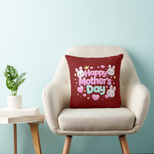 Happy Mother's Day - Cute Bubble Bunny Cushion