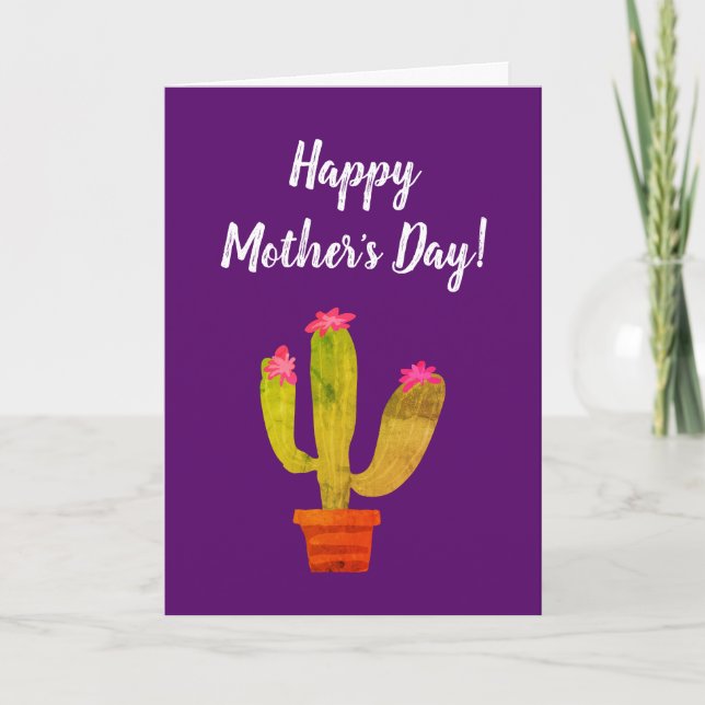 Happy Mother's Day cute cactus plant greeting Card (Front)