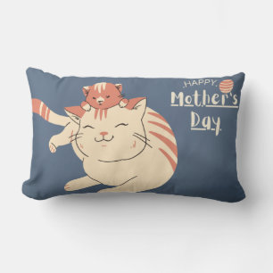 Happy Mother's Day Cute Cat and Kitten Lumbar Cushion
