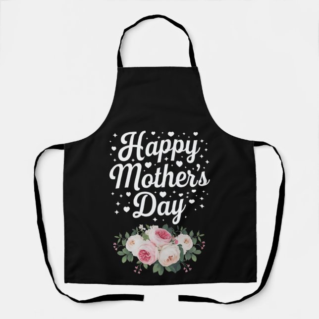 Happy Mother's Day Cute Floral Mum Grandma Wife Apron (Front)