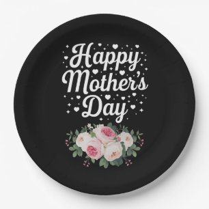 Happy Mother's Day Cute Floral Mum Grandma Wife Paper Plate