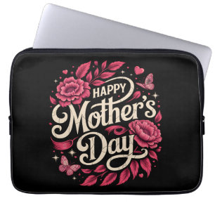 Happy Mothers Day Cute Floral Mum Laptop Sleeve
