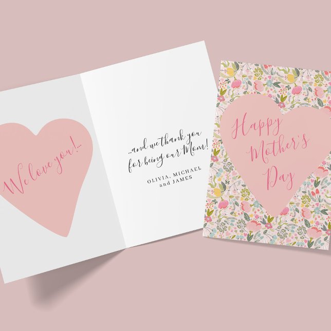 Happy Mother's Day cute floral pink greeting card (Creator Uploaded)