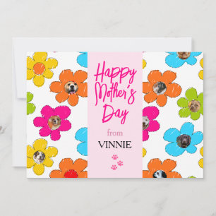 Happy Mother's Day Cute Flower Dog Photo Collage Holiday Card