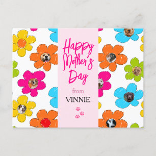 Happy Mother's Day Cute Flower Dog Photo Collage  Postcard