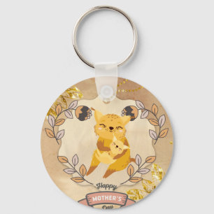 Happy Mother's Day Cute Fun Cat and Kitten Key Ring