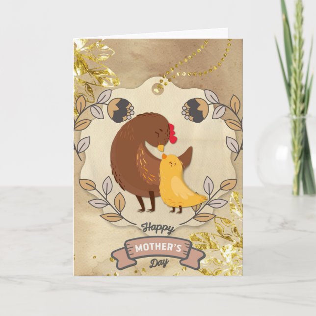 Happy Mother's Day Cute Fun Chicken and Chick Card (Front)