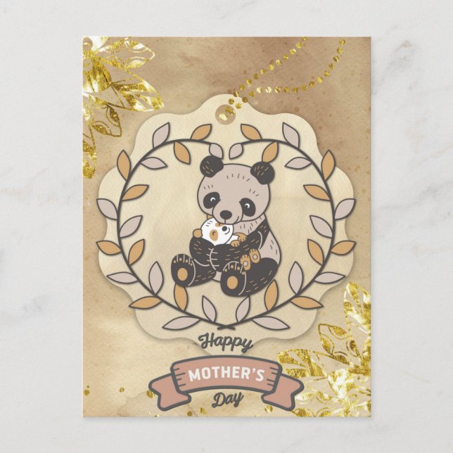 Happy Mother's Day Cute Fun Panda Bear Postcard (Front)