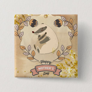 Happy Mother's Day Cute Fun Racoon 15 Cm Square Badge