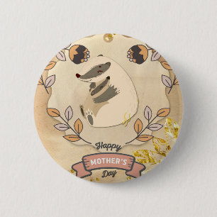Happy Mother's Day Cute Fun Racoon 6 Cm Round Badge