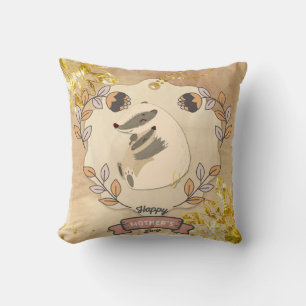 Happy Mother's Day Cute Fun Racoon Cushion