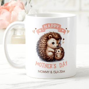 Happy Mother's Day Cute Hedgehog Name Text Coffee Mug