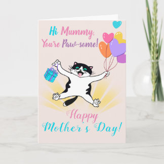 Happy Mother's Day Cute Kitty Colourful Balloons Card