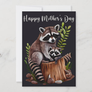 Happy Mother's Day Cute Raccoons Holiday Card