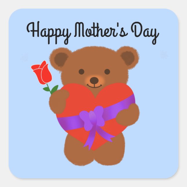 Happy Mother's Day Cute Teddy Bear #1 Stickers (Front)
