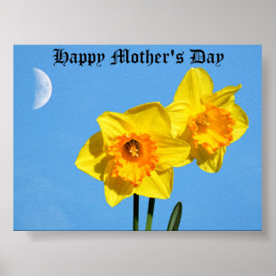 Happy Mother's Day Daffodils Gold Medal flowers Poster