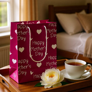Happy Mother's day dark pink script Medium Gift Bag