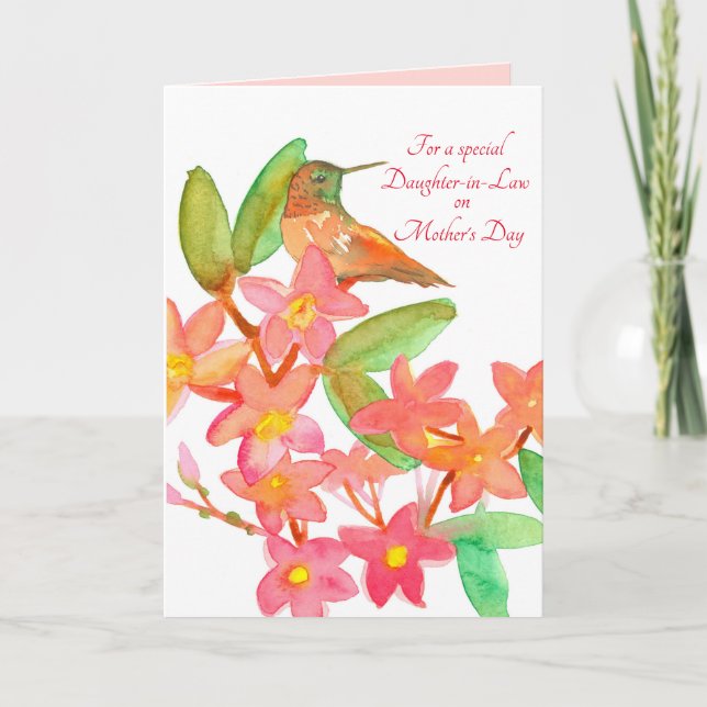 Happy Mother's Day Daughter In Law Hummingbird Card (Front)