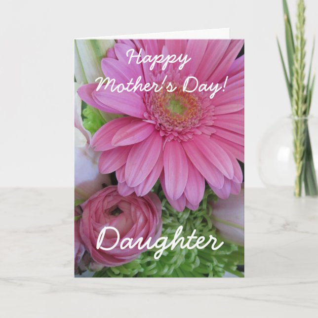 Happy Mother's Day-Daughter-Pink Floral Card (Front)