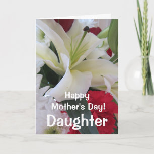 Happy Mother's Day-Daughter-White Lily Floral Card