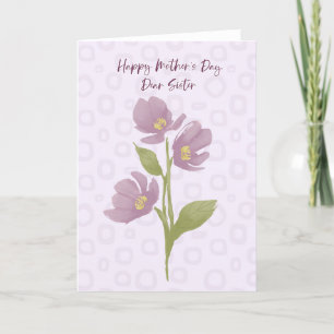 Happy Mothers Day Dear Sister Purple Flowers Thank You Card