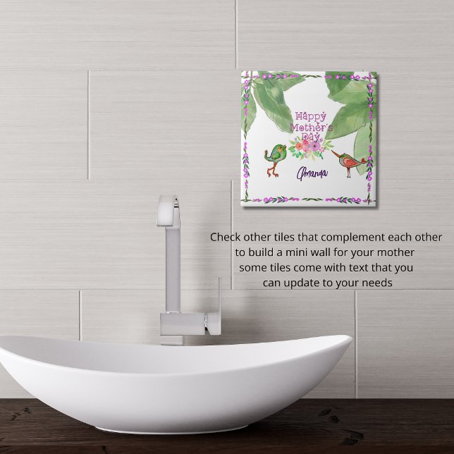 Happy Mothers Day Decorative Birds Ceramic Tile (Happy Mothers Day Decorative Birds Ceramic Tile)