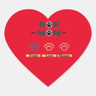 Happy Mothers Day Dog Mum of Three Heart Sticker