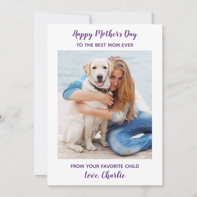 Happy Mother's Day Dog Mum Personalised Pet Photo Holiday Card (Front)