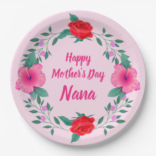 Happy Mother's Day Edit Name Grandmother Nana Paper Plate
