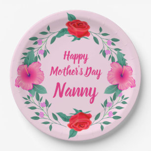 Happy Mother's Day Edit Name Grandmother Nanny Paper Plate