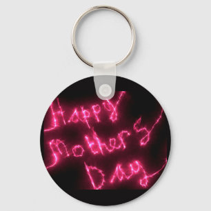 Happy Mother's Day Electric Hot Pink Glow Text Key Ring
