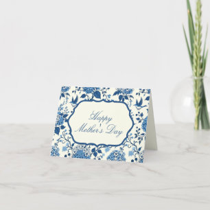 Happy Mother's Day Elegant Blue Chinoiserie Floral Card