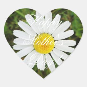Happy Mother's Day Elegant Daisy Flower Floral Heart Sticker