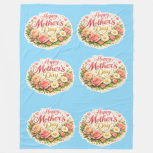 Happy Mother's Day elegant floral repeat pattern t Fleece Blanket