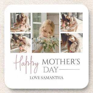 Happy Mother's Day   Elegant Modern photo collage Coaster