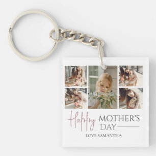 Happy Mother's Day   Elegant Modern photo collage Key Ring