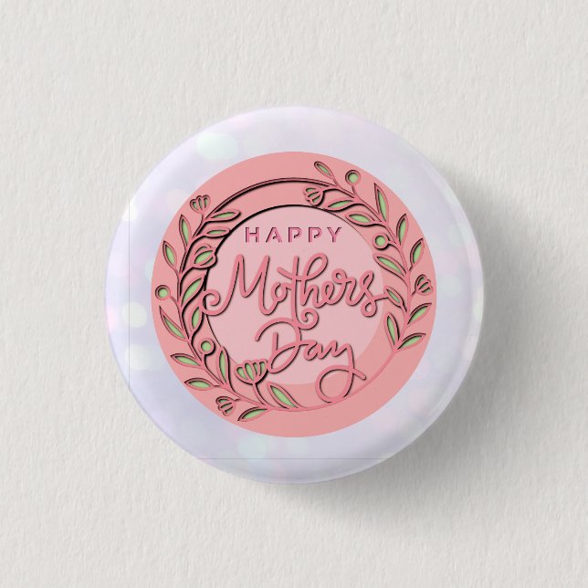 Happy Mother's Day Elegant Modern Pink Floral 3 Cm Round Badge (Front)