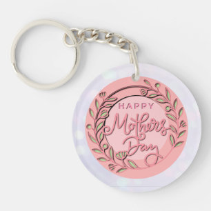Happy Mother's Day Elegant Modern Pink Floral Key Ring