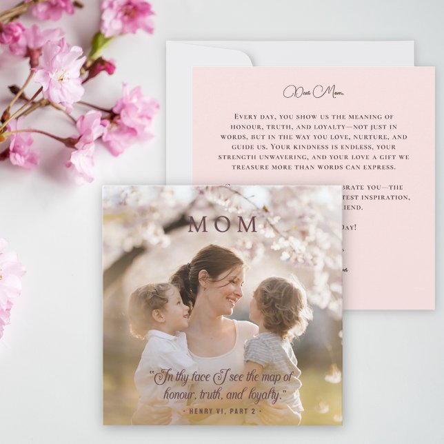 Happy Mothers Day Elegant Photo Quote Pink Holiday Card (Creator Uploaded)