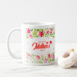 Happy Mother's Day Elegant Pink Watercolor Floral Coffee Mug