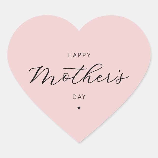 Happy Mother's Day Elegant Script Typography Heart Sticker (Front)