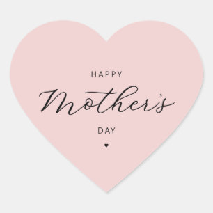 Happy Mother's Day Elegant Script Typography Heart Sticker