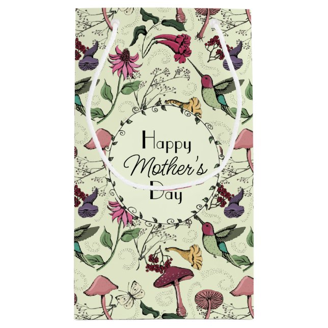 Happy Mothers Day Enchanted Garden Hummingbird Small Gift Bag (Back)