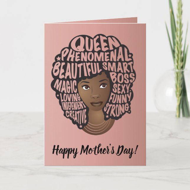 Happy Mother's Day, Encouraging Black Women, Pink Card (Front)