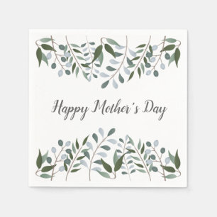 Happy Mothers Day Eucalyptus Greenery Floral Napkin