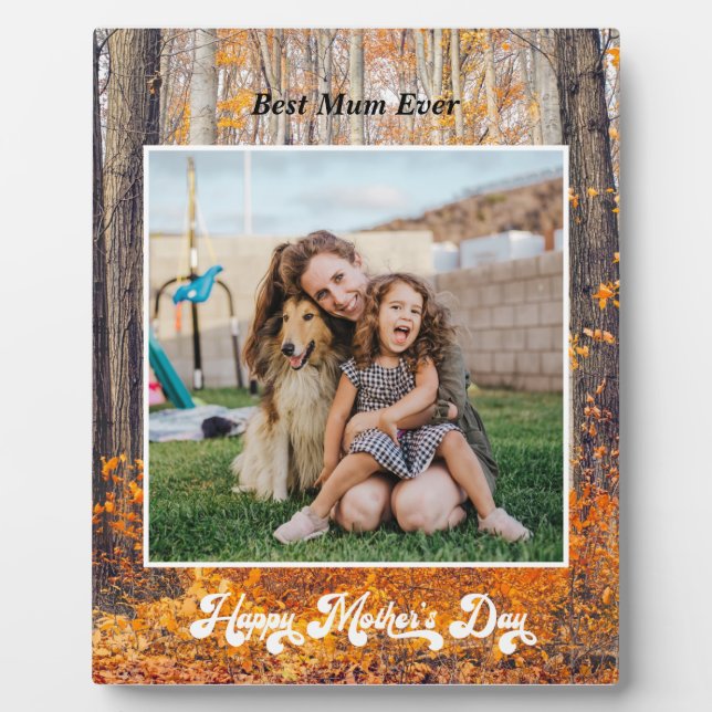 Happy Mother's Day Fall Leaves with Message Plaque (Front)
